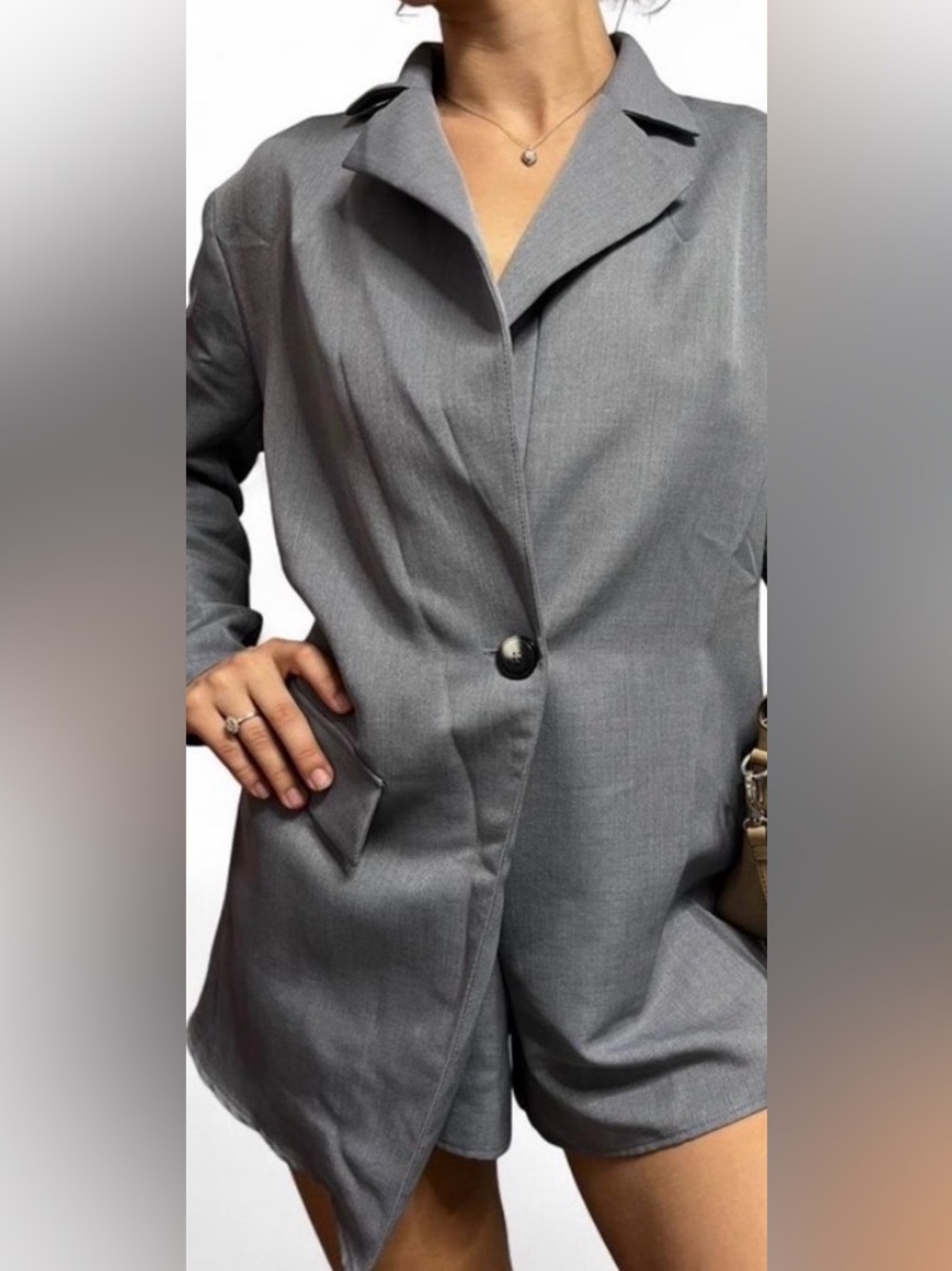 ASOS Light Gray Blazer ROMPER shorts